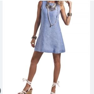 Island Company blue linen shift dress